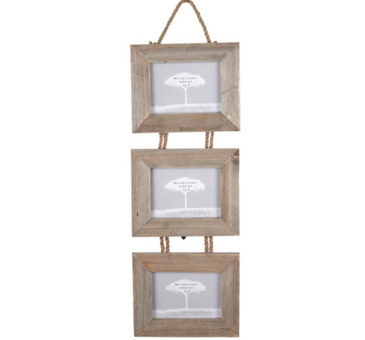 Triple Hanging 6x4 Landscape Photo Frame - Home Decorative Multi Picture Frame Held with Rope.